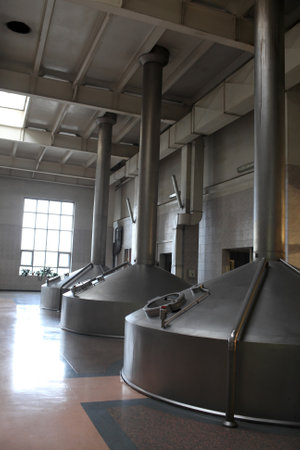 Beer production tanks of a modern breweryのeditorial素材