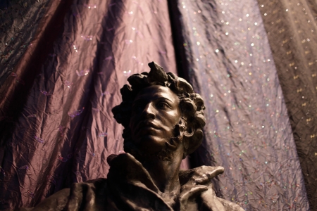 Bust of Pushkin  He was a Russian author of the Romantic eraの写真素材