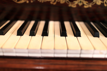 View of a vintage grand piano keys