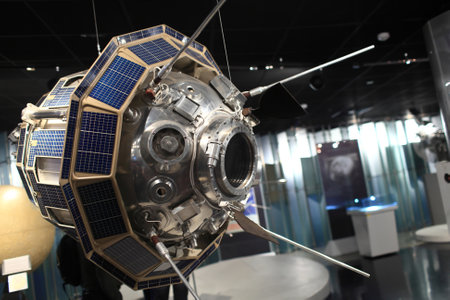 View of Luna 3  It was a Soviet spacecraft launched in 1959, the third space probe to be sent to the neighborhood of the moonのeditorial素材