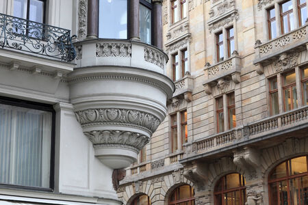 The corner house in Prague, Czech republicの写真素材