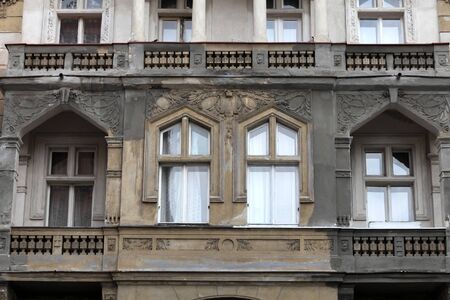 Facade of old palace in Prague, Czech republicの写真素材