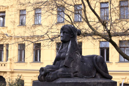 Details of sphinx on the street of Pragueの写真素材