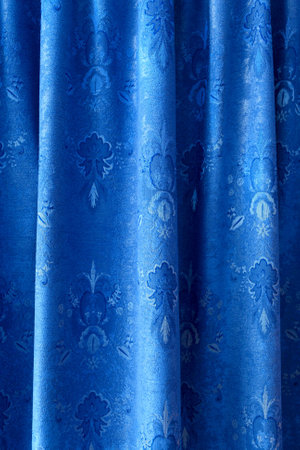 Part of the blue curtain as backgroundの写真素材