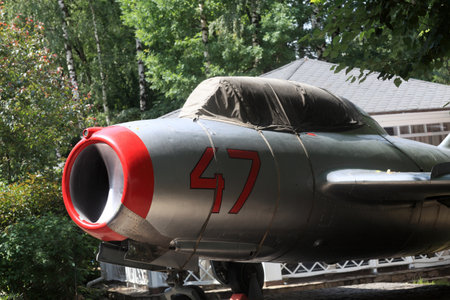 The vintage russian jet fighter aircraft mig-15のeditorial素材