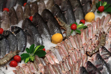 Fish counter in the market, Antalya, Turkeyの写真素材