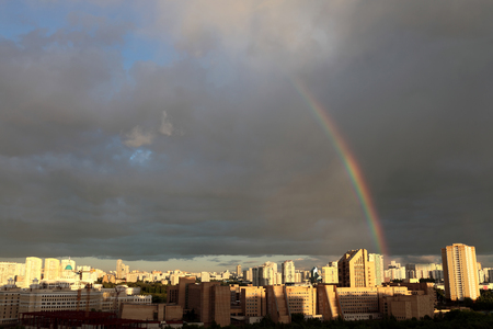 Details of rainbow over Moscow in the eveningの写真素材