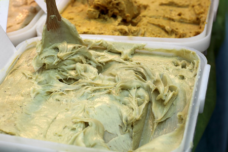 The honey in the box at a marketの写真素材