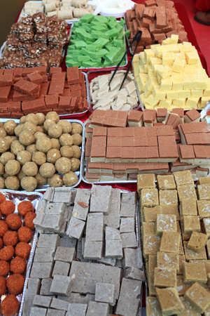 View of indian sweets at a market