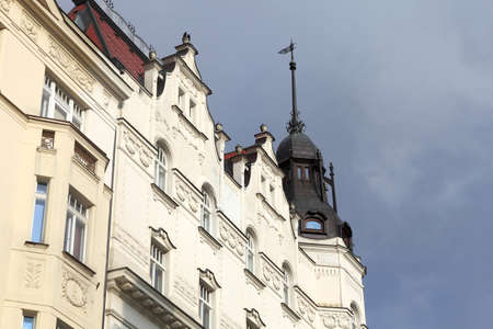 Details of white palace in Prague, Czech republicの写真素材