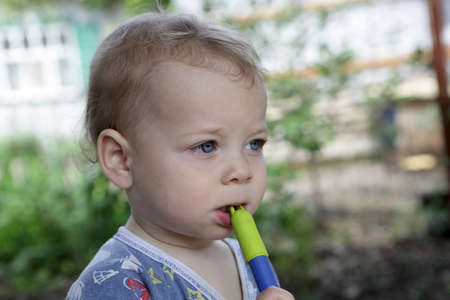 Portrait of toddler in a summer park