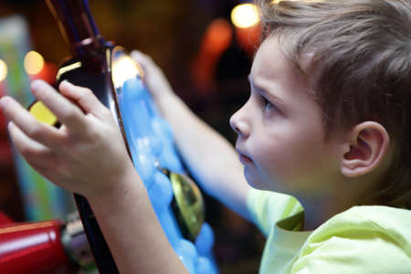 Portrait of a boy at amusement park