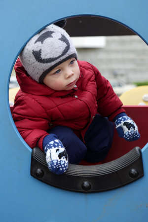 Portrait of a chiild at outdoor playgroundの写真素材