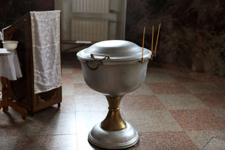 The baptismal font in an orthodox church