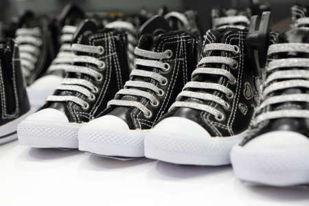 Sneakers on a shelf in a store