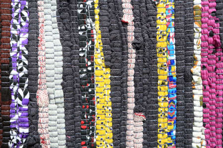 Details of a striped homemade ukrainian carpet