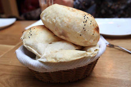 View of turkish bread in a basket
