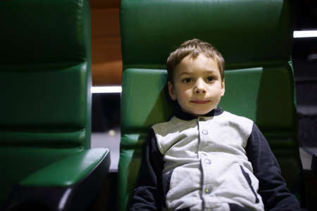 Portrait of a child in the cinemaの写真素材