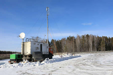 Mobile base station cellular on a truckの写真素材