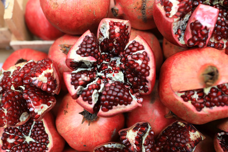 View of pomegranate on the asian marketの写真素材