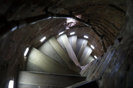 Details of spiral staircase in the old castleのeditorial素材