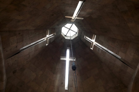 Interior dome of Armenian church in Etchmiadzin, Armeniaのeditorial素材
