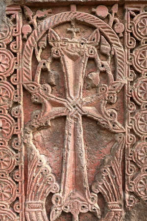 Details of Armenian cross stone, Etchmiadzin, Armeniaの写真素材
