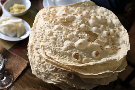 Details of dry pita for Armenian khashの写真素材