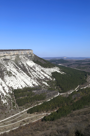 Landscape of Crimean Mountains from Chufut-Kale fortressの写真素材