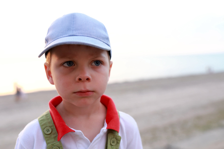 Portrait of child on background of Sea of Azovの写真素材