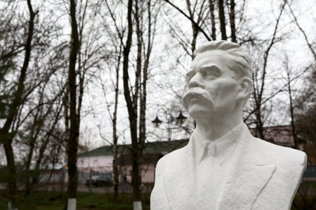 Bust of Soviet writer Maxim Gorky in parkのeditorial素材