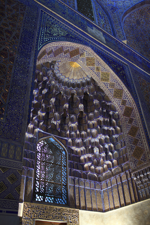 Window in Guri Amir. It is mausoleum of the Asian conqueror Tamerlane in Samarkand, Uzbekistanの写真素材