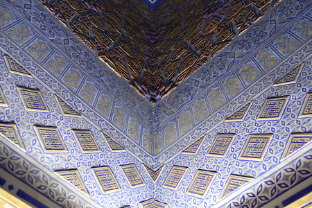 Part of wall Guri Amir. It is mausoleum of the Asian conqueror Tamerlane in Samarkand, Uzbekistanの写真素材