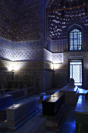 Guri Amir mausoleum of Asian conqueror Tamerlane in Samarkand, Uzbekistanのeditorial素材