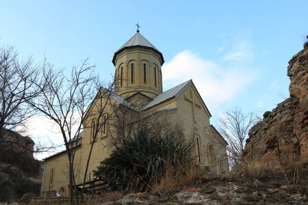 View of Georgian Orthodox Church on hill in Tbilisi