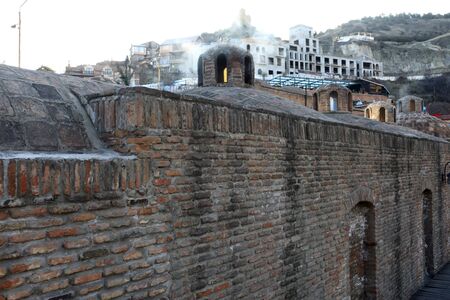 Sulfur baths district in Tbilisi in winter, Georgiaの写真素材