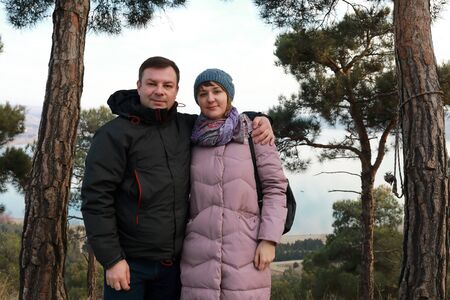 Couple on background of Tbilisi Sea, Georgia