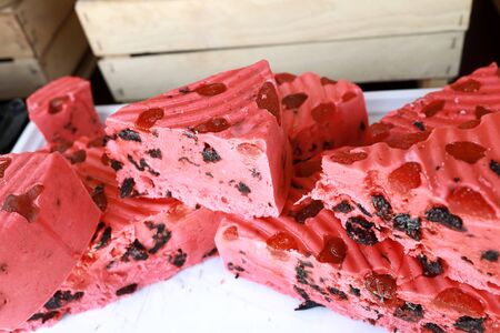 Caucasian fruit sweets with raisins at market in Kislovodsk, Russia