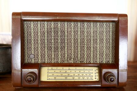 View of vintage radio receiver in a storeの写真素材