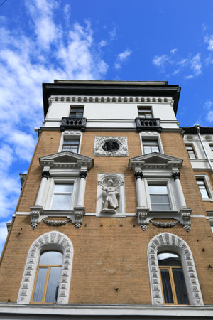 Wall of old apartment building in Moscowのeditorial素材