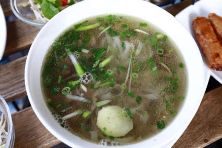 Vietnamese Beef Noodle Soup in a restaurant