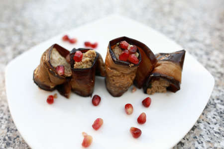 Eggplant rolls with nuts in Georgian restaurant