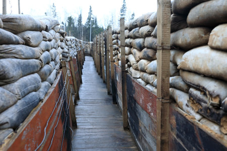 View of trench of second world warの写真素材
