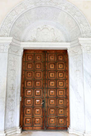 Carved wooden door of Livadia Palace, Crimeaの写真素材