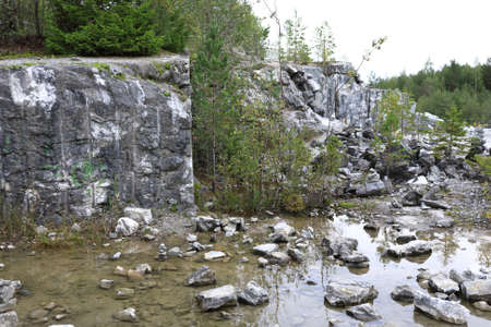 Landscape of italian quarry in summer, Ruskeala, Kareliaの写真素材