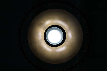View of round ceiling light at homeの写真素材