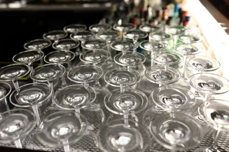 View of wine glasses on the bar