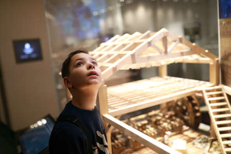 Portrait of surprised child in the museum