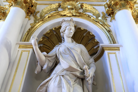 Saint-Petersburg, Russia. January 7, 2022. Editorial Use Only. Marble statue Lady on the Jordan...