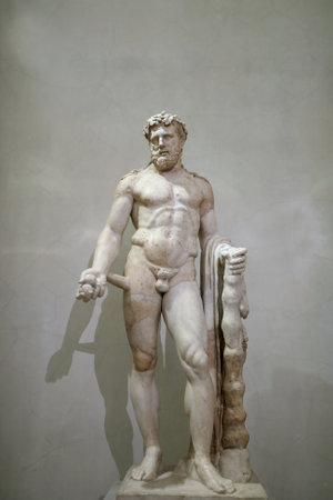 Saint-Petersburg, Russia. January 7, 2022. Editorial Use Only. Statue of Hercules in State...